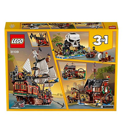 LEGO 31109 Creator 3-in-1 Piratenschiff, Taverne oder Totenkopfinsel Spielzeug Set, Piratentaverne, Pirateninsel