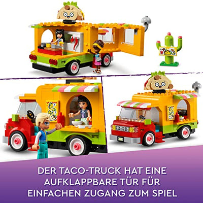 LEGO 41701 Friends Streetfood-Markt mit Taco-Truck und Smoothie-Bar, Kreativ-Spielzeug, Geschenk für Mädchen und Jungen ab 6 Jahren