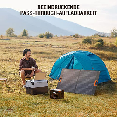 Tragbares Kraftwerk 500W ( Spitze 1000W), 519Wh Solargenerator für den Außenbereich Backup Batterie Pack mit 2 230V AC Ausgängen, 10-Port Powerhouse für RV Camping Angeln Road Trip Home Notfall