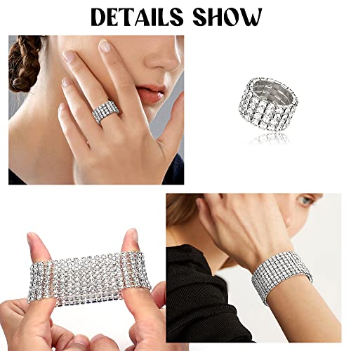 Kakonia 6 Stück Hochzeit Schmuckset für Damen Kristall Braut Halskette Vintage Strass Tasche Ohrringe und Armband Set Hochzeit Verlobung Braut Brautjungfer Dirndl Party Geschenk Schmuck