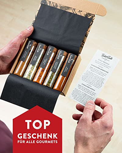 5 Gewürze aus aller Welt I Gewürze Geschenkset mit Gewürzlexikon (PDF) I Spezielle Gewürze Set Geschenk I 5 seltene Gewürze in einem Gewürzset Geschenk für Köche, Exotische Gewürze Geschenke für Köche