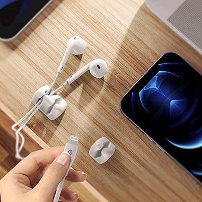 Syncwire Kabelclips Kabelhalter [5 Stück] Vielzwecke Kabelführung Kabel Organizer Set für Schreibtisch, Netzkabel, USB Ladekabel, Audiokabel, Ladekabeln usw. - Weiß