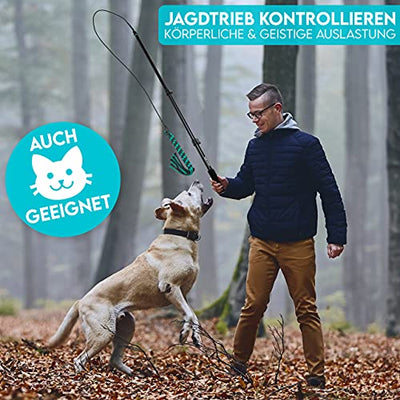 HUND IST KÖNIG® Reizangel Hunde - Profi Reizangel für Hunde für ultimativen Spielspaß & körperliche Auslastung - Hochwertige Reizangel Hund inkl. 2 Tauen + Ersatzseil + eBook - robust & leicht