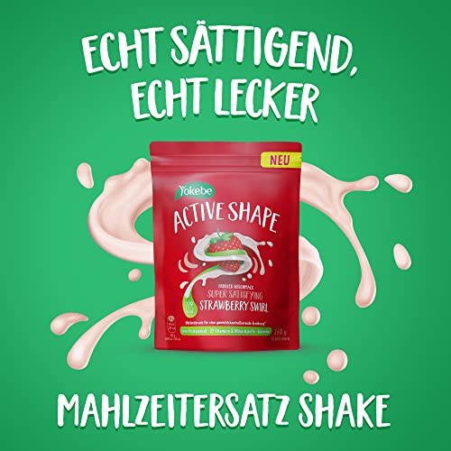 Yokebe ACTIVE SHAPE Strawberry Swirl - Mahlzeitersatz für eine gewichtskontrollierende Ernährung - Diät-Drink mit hohem Proteingehalt und Erdbeer-Geschmack - 250 g = 10 Portionen