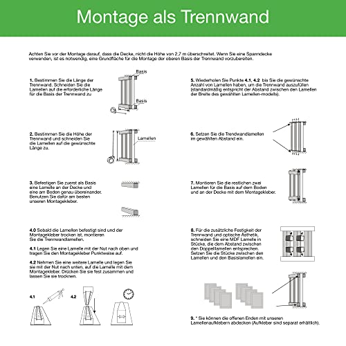 HEXIM 2,7m Lamellen MDF Holz - Lamellenwand Raumteiler Top Design Holzlamellen Wandverkleidung - (8 Stück - Black Edition) Sonnenschutz Hotel Design