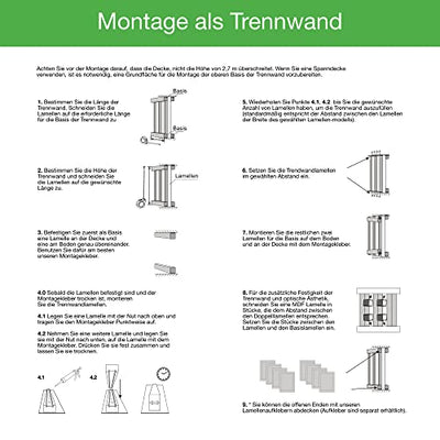 HEXIM 2,7m Lamellen MDF Holz - Lamellenwand Raumteiler Top Design Holzlamellen Wandverkleidung - (8 Stück - Black Edition) Sonnenschutz Hotel Design