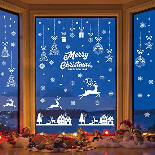 192 Weihnachtsaufkleber, Weihnachtsaufkleber Fensterdekoration, Wiederverwendbare Statische PVC Weihnachtsaufkleber, DIY Fensteraufkleber, Schneeflocke Dekoration Weihnachtsdeko für Glastür