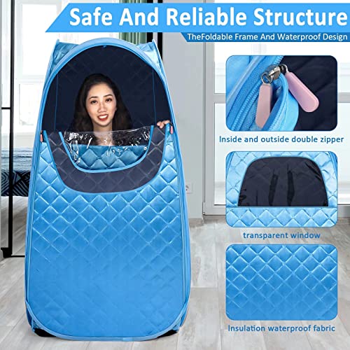 Tabeskly Mini Tragbare Mobile Sauna FüR Zuhause Dampfsauna Saunakabine Saunazelt Heimsauna Zeltsauna Portable Saunen Faltsauna 1 Person Homesauna Verdicken（Blau 1,3 Meter Hoch）