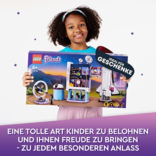 LEGO 41713 Friends Olivias Raumfahrt Akademie Weltraum-Spielzeug mit Raumschiff Space Shuttle und Astronauten-Figuren, Lernspielzeug, Geschenk zu Weihnachten