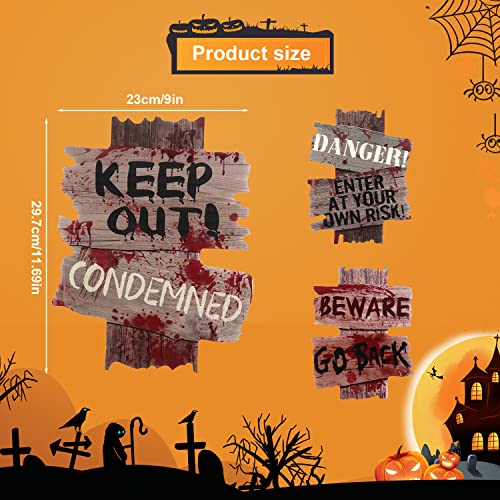 Halloween Schilder, 3er-Pack Halloween Schilder Outdoor Halloween Deko Schilder Halloween Deko Outdoor Halloween-Dekorationen für Hausdekoration Bürgersteig Themenparty, 30 x 24 cm