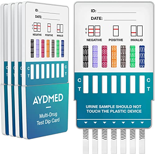 5 x Aydmed Drogenschnelltest Dip-Karten für 7 Drogenarten | Drogentest für Urin | Test auf Kokain, Cannabis, Opiate, Methadon, Amphetamine, Ecstasy und Benzodiazepine