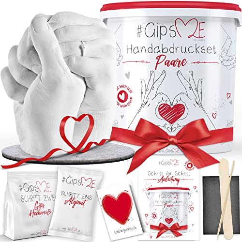 GipsME 3D Handabdruck Set für Paare - Gipsabdruckset - Partner und Pärchen Geschenke für Frauen und Erwachsene als Hochzeitstag, Jahrestag-Geschenk für Sie und Ihn, Weihnachtsgeschenke für Frauen