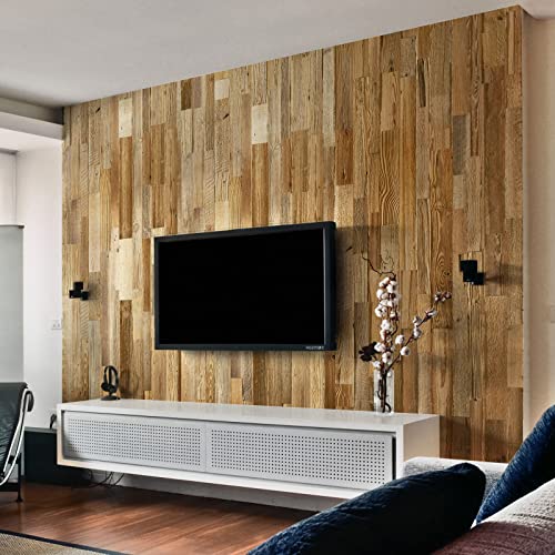 Wandverkleidung aus Altholz, Natürliches Vintage Holz Wandpaneele | model "Amber Lite" | Wooden Wall Design (Lite 1m2)