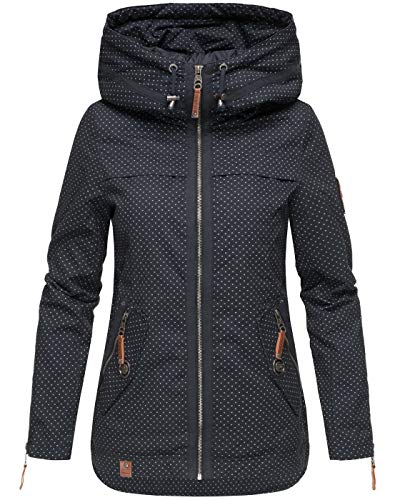 Navahoo Damen Jacke Frühling Übergangsjacke Parka Mantel Kapuze B692 [B692-Wek-Navy-MD-Gr.M]