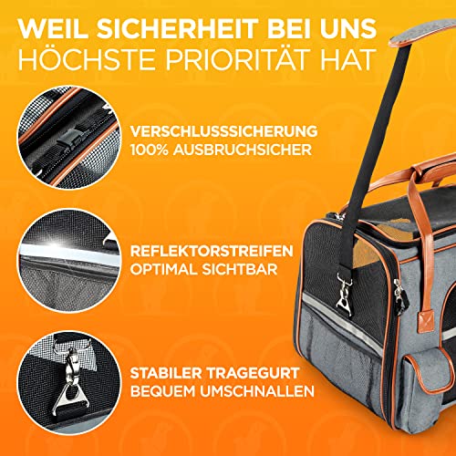 Tierhood ® - Faltbare Tragetasche für Hund & Katze bis 7 kg [Luxusdesign] - inkl. Tragegurt - Hundetragetasche - Katzentragetasche - Haustiertragetasche -Transporttasche - Katzentasche - Hundebox