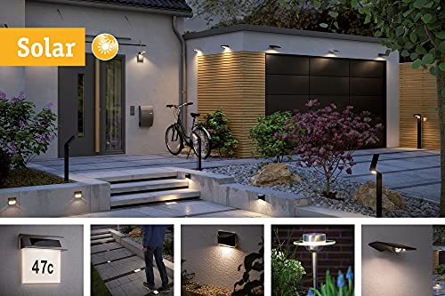 Paulmann 79846 LED Solar Hausnummer 5 IP44 Warmweiß Akku wechselbar incl. 1x0,2 Watt Solarleuchte Schwarz Solarlampe Kunststoff Solarlicht 3000 K