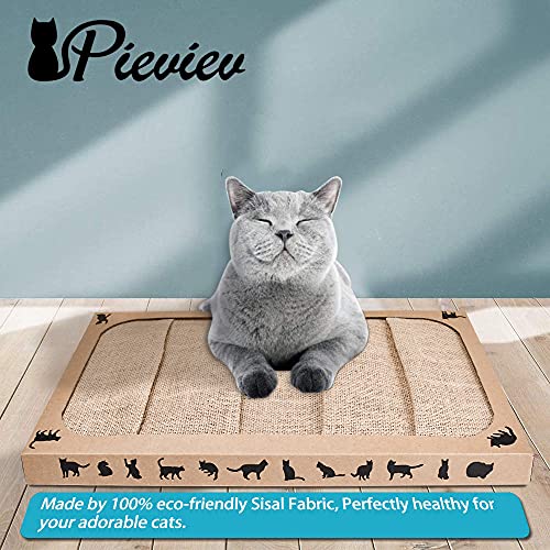 Pieviev Kratzbrett für Katzen (44.5x25.9x3.5cm) Sisal Scratching Pad Katzenspielzeug mit Katzenminze (1 Stück)