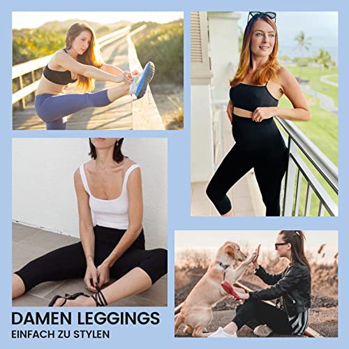 TNNZEET 3er Pack Leggings Damen High Waist Schwarz Leggins Blickdicht für Sport Gym(Schwarz/Schwarz/Schwarz,L-XL)