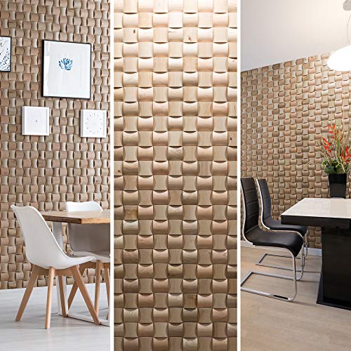 Wandverkleidung aus Eiche 3D Optik Natürliches Holz Wandpaneele Wanddekoration Holzverkleidung Holzwand Wanddesign von Wooden Wall Design model Rubato. (1m2)