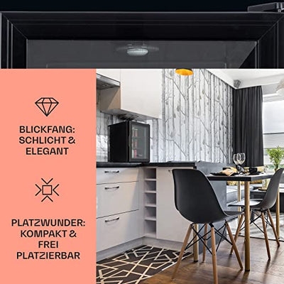 Klarstein Brooklyn Kühlschrank, Mini-Kühlschrank für Zimmer & Büro, Kühlschrank für Getränke Snacks & Kosmetik, Leiser Getränkekühlschrank, Mini Kühlschrank mit Glastüre, Minibar 12-18°C, 42 L