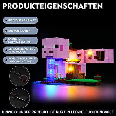 Led Licht Set für Lego 21170 Minecraft Das Schweinehaus Bauset (Nur DIY-Beleuchtungsset, kein Lego, BrickBling Dekorations Beleuchtungs Set für Minecraft Lego Kreatives Spielzeuglicht