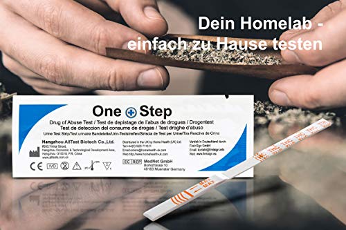 5 x One+Step THC Urintest, Drogentest Cannabis Marijuana Haschisch, Urin Teststreifen für den Schnelltest, hohe Sensitivität Cut-off: 20 ng/ml (5)