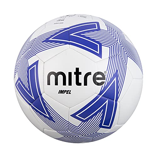 Mitre Impel L30P Fußball, sehr strapazierfähig, formbeständig, für alle Altersgruppen, weiß, blau, schwarz, Größe Ball 5