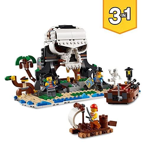 LEGO 31109 Creator 3-in-1 Piratenschiff, Taverne oder Totenkopfinsel Spielzeug Set, Piratentaverne, Pirateninsel