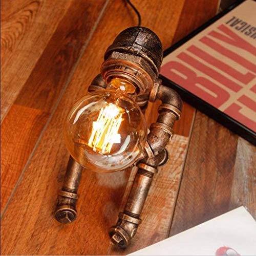 SXGDX Retro-Stil Kreative Persönlichkeit Eisen Roboter Wasser Rohre Industrie Tischlampe Steampunk E27 Nachttischlampen Study Cafe Bar