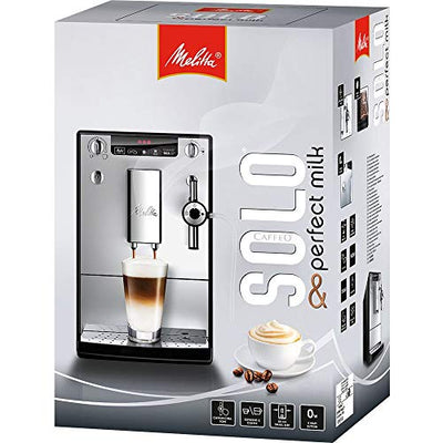 Melitta Caffeo Solo & Perfect Milk E957-201 Schlanker Kaffeevollautomat mit Auto-Cappuccinatore | Automatische Reinigungsprogramme | Automatische Mahlmengenregulierung | Schwarz