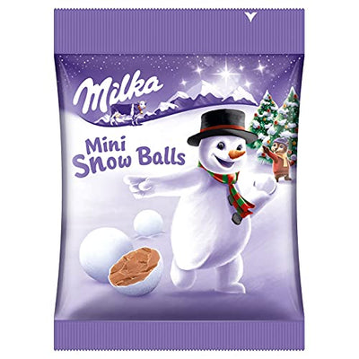 Milka Mini Snow Balls 28 x 100g, Zartschmelzende Schokolade für Weihnachten mit Zuckerguss