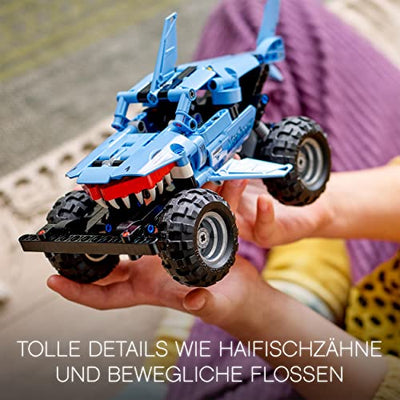 LEGO 42134 Technic Monster Jam Megalodon, Spielzeugauto für Jungen und Mädchen ab 7 Jahren, Hai-Monster Truck zum Zurückziehen, Kinderspielzeug