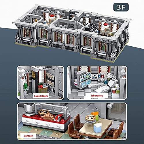 Arkham Asylum Modellbausatz, 4-stöckiges groß Modular Gebäude mit LED Beleuchtungsset, 7500 Teile Klemmbausteine Set Kompatibel mit Lego Arkham Asylum