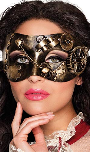 Boland 00209 - Augenmaske Steampunk, Retro-Maske im Bronzelook, mit Zahnrädern, Ketten und Nieten, Accessoire, Kostüm, Karneval, Mottoparty, Halloween