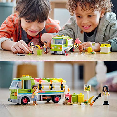 LEGO 41712 Friends Recycling-Auto, Spielzeug-Müllwagen mit Emma und River Mini-Puppen, Lernspielzeug für Kinder ab 6 Jahren