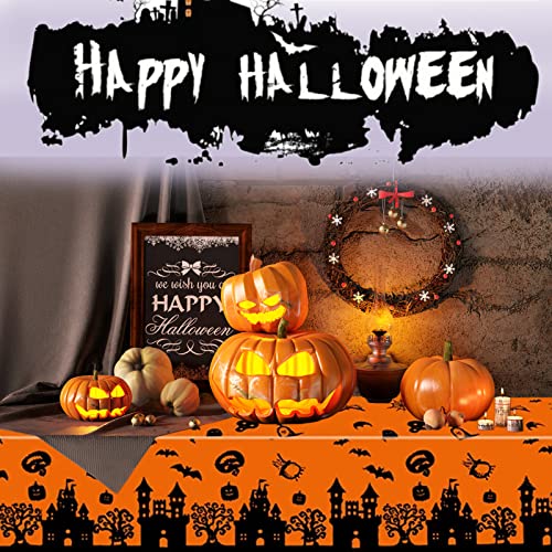 Tischdecke Halloween Deko 2 Stück Halloween Party Tischdecke,Größe 220cm * 130 cm Gruseliger Kürbis Tischdecke Rechteckige wasserdichte Halloween Gruselige Tischdecke für Halloween Party Dekor