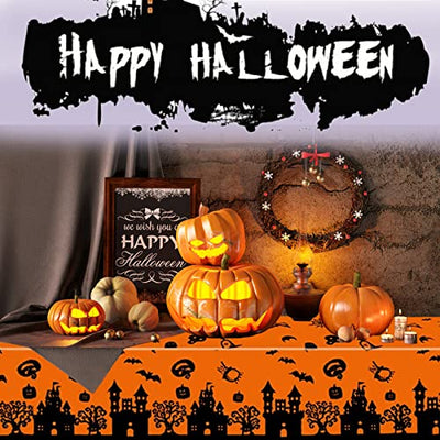 Tischdecke Halloween Deko 2 Stück Halloween Party Tischdecke,Größe 220cm * 130 cm Gruseliger Kürbis Tischdecke Rechteckige wasserdichte Halloween Gruselige Tischdecke für Halloween Party Dekor