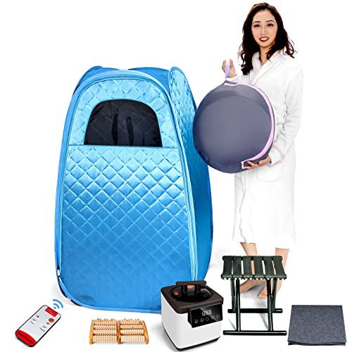 Tabeskly Mini Tragbare Mobile Sauna FüR Zuhause Dampfsauna Saunakabine Saunazelt Heimsauna Zeltsauna Portable Saunen Faltsauna 1 Person Homesauna Verdicken（Blau 1,3 Meter Hoch）