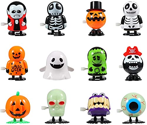 FunsLane Halloween Kürbis Ghost Skull Wind Up Spielzeug, lustige Springen Spielzeug für Halloween Parteibevorzugung Goody Bag Füller (12 Pack)