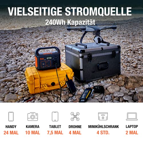 Jackery Explorer 240, 240Wh/67200mAh Tragbare Powerstation Mobiler Stromspeicher mit Reinen Sinuswellen 230V/200W Steckdose + USB, Mobile Stromversorgung für Outdoors, Unterwegs, Reise,und Camping