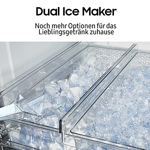 Samsung RH69B8941S9/EG Side-by-Side Kühlschrank, 178 cm, 645 ℓ, Beverage Center, Dual Ice Maker, Metal Cooling, Twin Cooling+, No Frost+, Frischwasseranschluss, Edelstahl Look