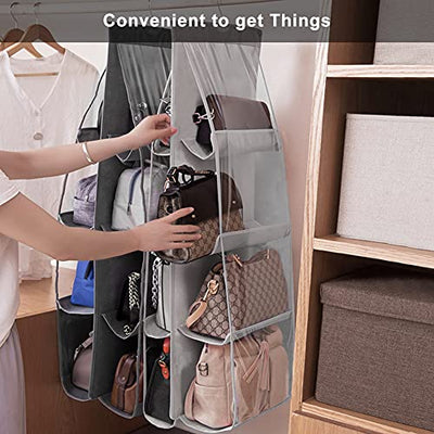 Lirex Handtaschen Organizer Hängend, 8-Taschen Handtasche Aufbewahrung Organizer Oxford Stoff Hängeregal Kleiderschrank Organizer für Familienschrank Schlafzimmer