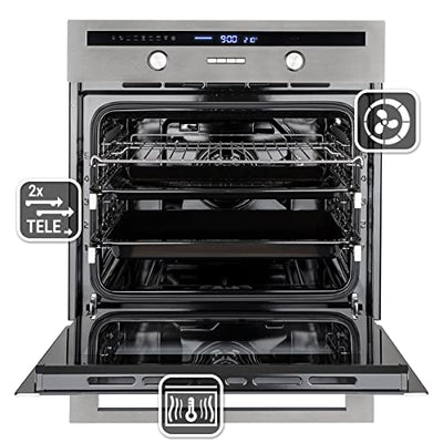 KKT KOLBE/Einbau-Backofen 60cm / 70L / 3,3kW / Drehspieß/Kerntemperaturfühler/Grill/Heißluft/Teleskopauszüge / EB8013ED