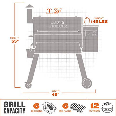 Traeger Grills Pro Series 780 Holz-Pelletgrill und Smoker mit Alexa und WiFIRE Smart Home Technologie, schwarz