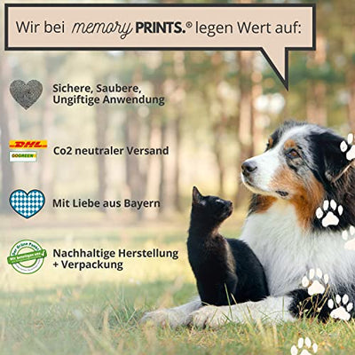 memoryPRINTS.® Pfotenabdruck-Set | für Hund und Katze | Tintenfreie Pfoten | Geschenk Haustier Besitzer | Stempelkissen Abdruck ohne Kontakt