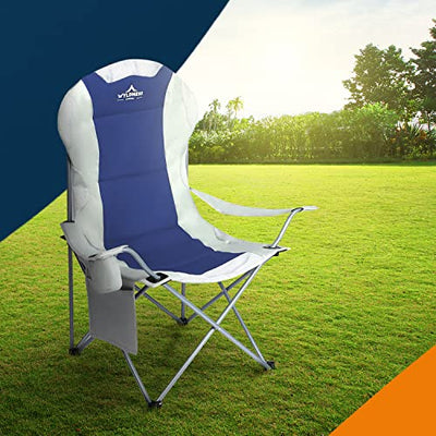 Wyldness Premium gepolsterte Campingstühle 2er Set - Luxus Klappbare Outdoorsitze mit Seitentaschen & Getränkehalter, leicht, robust & wasserdicht für Garten, Angeln, Picknick, Reisen (Blau)