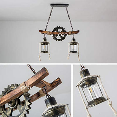 Retro Deckenlampe Deckenleuchten Industrial Bild Vintage Steampunk Kronleuchter Tischlampe Kreativ Persönlichkeit Pendelleuchte Höhenverstellbar Pendellampe Loft Bar Esszimmer Küche 2 Kopf Lampe