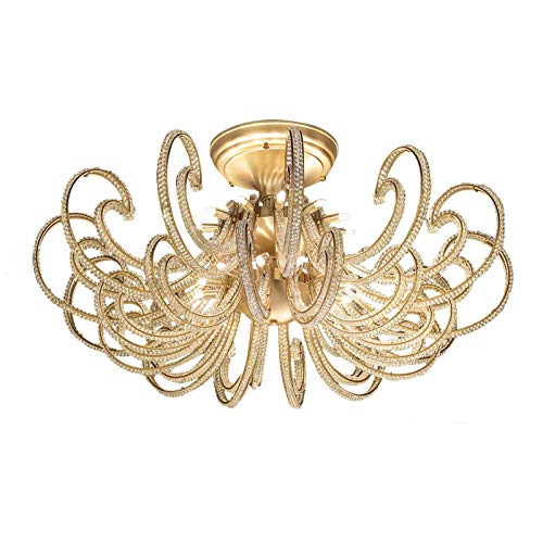 Cristalis Kristall Deckenleuchte Masiero-Leuchten in Gold matt gold hell | Handgefertigt in Italien | Deckenlampe Modern Klassisch Dimmbar | Lampe G9