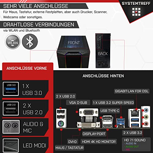 SYSTEMTREFF® Gaming PC Intel Core i9-11900KF 8x5.3GHz | Nvidia GeForce RTX 3060 12 GB DX12 | 1TB M.2 NVMe + 2TB HDD | 16GB DDR4 RAM | Windows 11 | Desktop Computer Rechner für Gamer, Zocker & Streamer