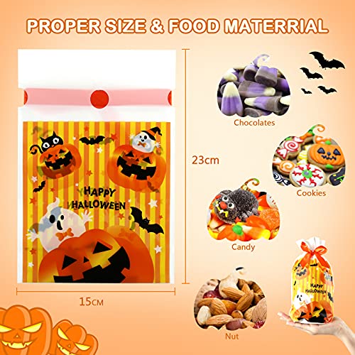 LIHAO 56 Stück Halloween Süßigkeiten Tüten Geschenkbeutel mit Kordelzug Partytüten Kunststoff Geschenktüten Candy Tüten für Halloween Mitgebsel Partyzubehör